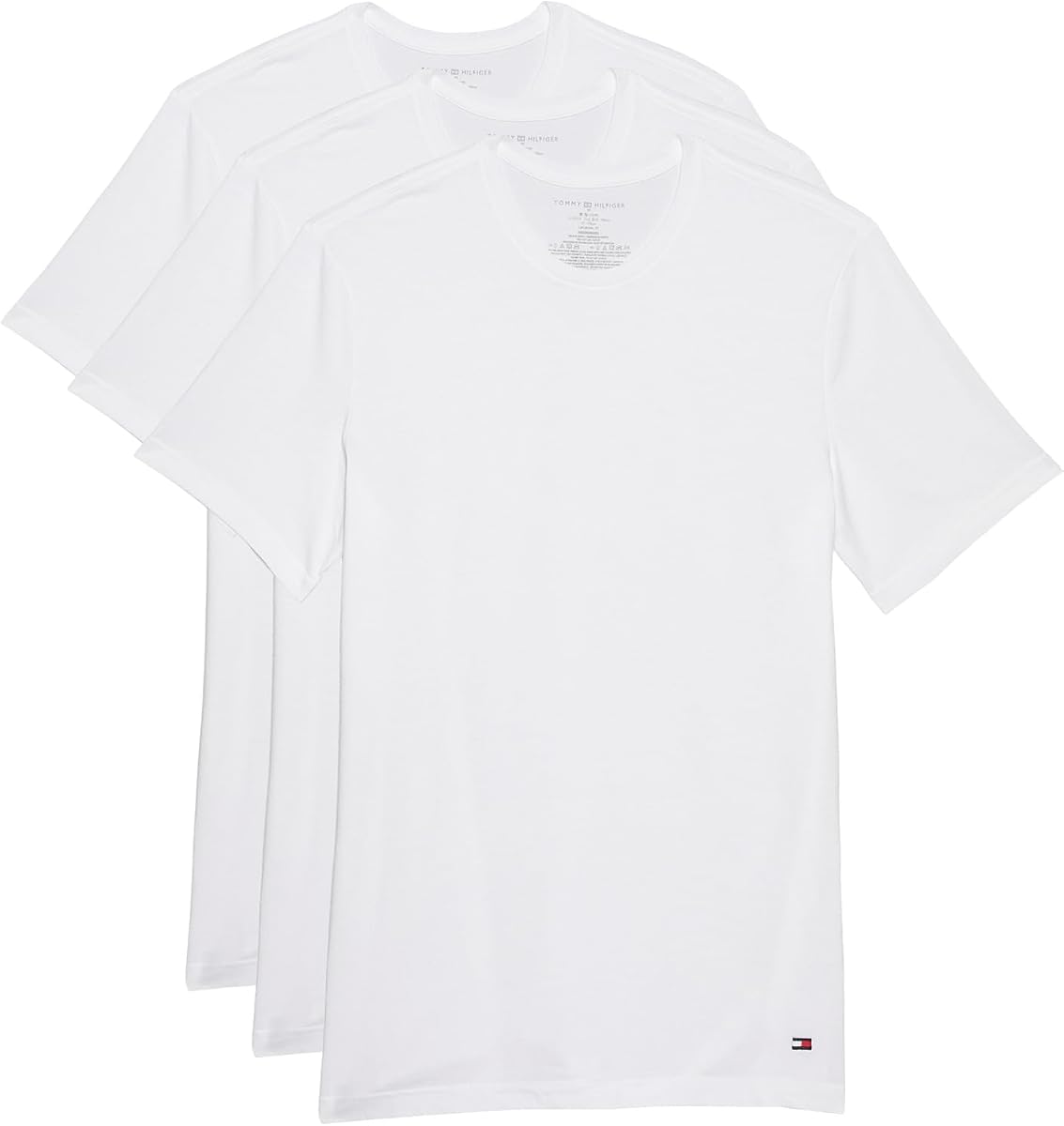 Tommy Hilfiger Camisetas interiores clásicas de algodón con cuello redondo para hombre, paquete de 3