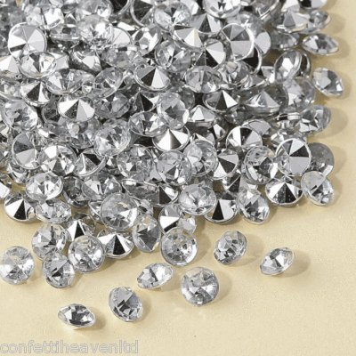 6 x 28g Packs 6mm Silver Diamond Diamante Crystal Wedding Table Confetti New