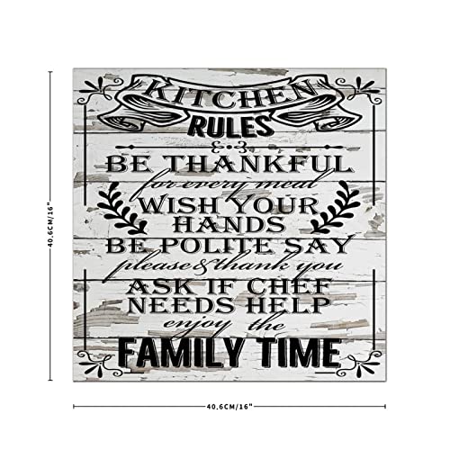 Plaque murale décorative en bois Kitchen Rules, panneau de caractère de 40 cm - 3