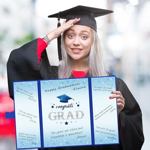 Image of Vlipoeasn 2PCS Graduation Guest Book Alternative, Blue Silver Class of 2026 Graduation Party Decorations, Graduation Signature Book for 2026 College High School, Unique Graduation Gifts for Friends