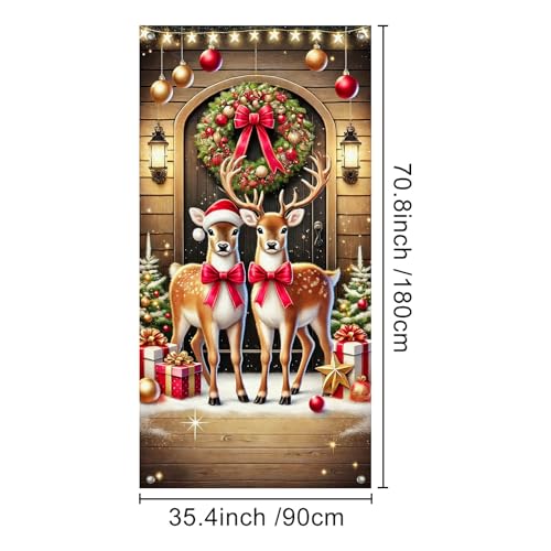 Housse de porte de Noël haut de gamme scène festive de renne chic - 5
