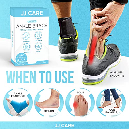 Jj Care Ankle Stability Brace - Lace Up Adjustable Ankle Brace For Men Sprained Ankle With 2 Compression Sleeves And Straps, Breathable Ankle Braces For Women Support, Sleeping, Sports & Injuries #TOP5