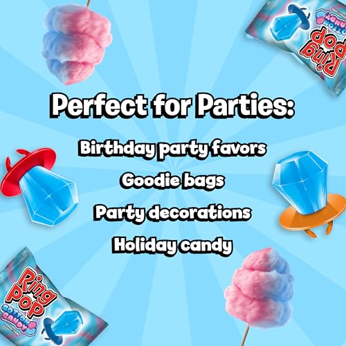 Image of Ring Pop Individually Wrapped Cotton Candy Flavored Lollipop 30 Count | Bulk Pack - Wearable Hard Candy Rings for Kids Fun Sweets for Parties Party Favors & Goodie Bags