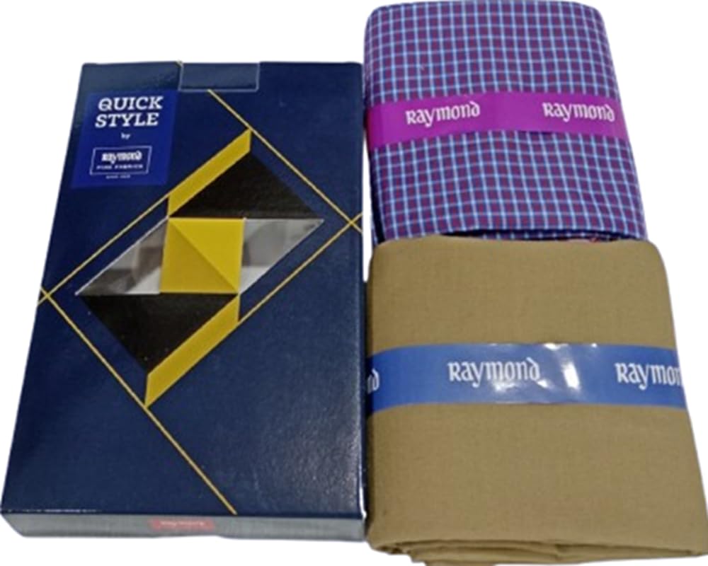 raymond fabrics Raymond Men’s Shirt & Trouser Fabric Combo | Premium Cotton Checked Shirt Fabric with Solid Formal Trouser Fabric | Unstitched Dress Material | Office & Formal Wear Combo-picture-36