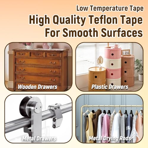 Image of Vin Beauty 2 Rolls Low Friction Drawer Slide Tape, 1 /2 Inch X 33 Ft Silky Surface, Abrasion Resistant Glide Tape, Squeak Resistant for Wood Cabinet Furniture Lining Sliding, Brown