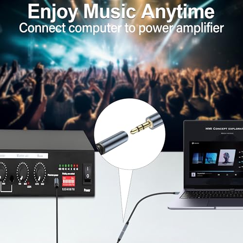 JSADZKJ 1/4 to 1/8 Adapter Extension Cable 6.35mm 1/4 Male TRS to 3.5mm 1/8 Female TRS Stereo Audio Jack Converter Adapter Extension Cord 6.35mm to 3.5mm Cable for Mixer Guitar Amplifier Speaker5.9FT - Image 4