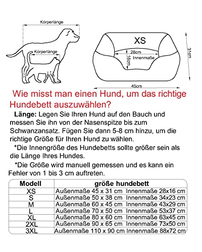 Flying Wings Hundematte, Hundekorb, maschinenwaschbares Haustiersofa, bequem und weich, für alle Jahreszeiten geeignet, XS grau/schwarz 45x31cm