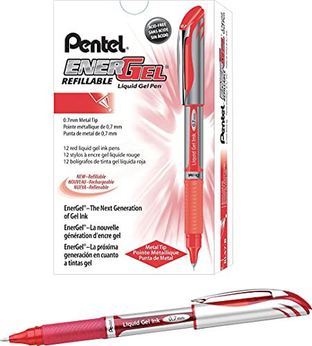 Bolígrafo Pentel Liquid Gel, Recargable, 0.7 mm, Tinta Roja miniatura 3