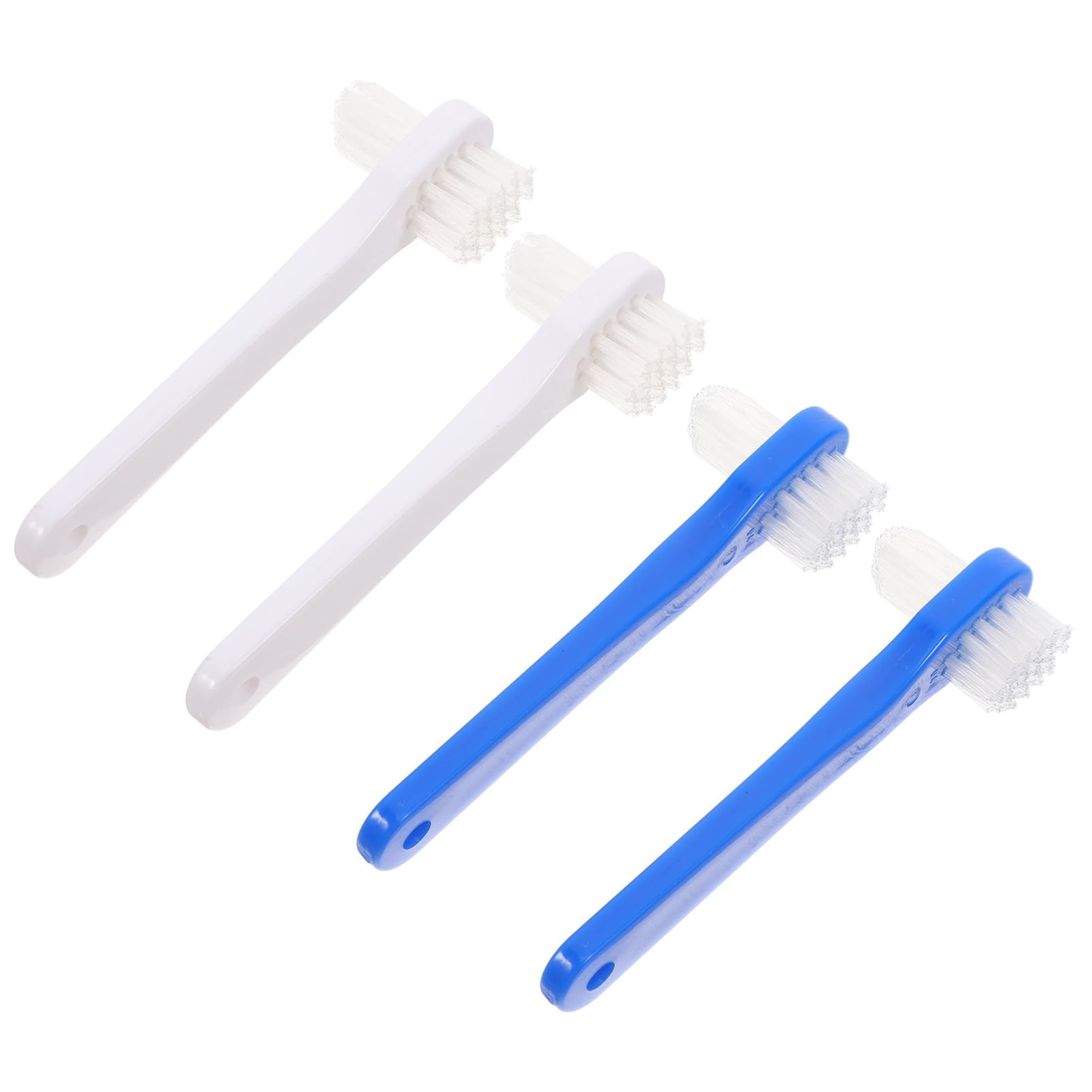 5 Set Spazzolino Dentiera Adulto Spazzolino Ergonomico Rimozione Facile Macchie E Portatile Per Denti Falsi 4 Pezzi*5