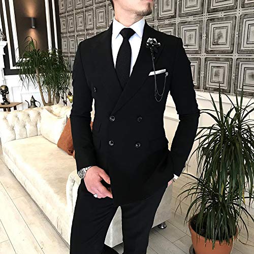Men's Suit 2 Pieces Slim Fit Formal Double Breasted Wedding Suit Sets Blazer for Groomsmen3