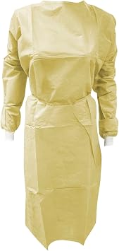 Health Care Apparel Universal Size OSFM Pink Disposable Isolation Gowns - Latex-Free Gown is Fluid Resistant with Knitted Cuffs Medical & PPE Gowns - Ideal Staff Protection 10 Pack Yellow