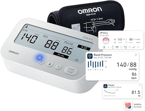 X4 Connect AFib, tensiomètre bras Bluetooth, 2 personnes Omron