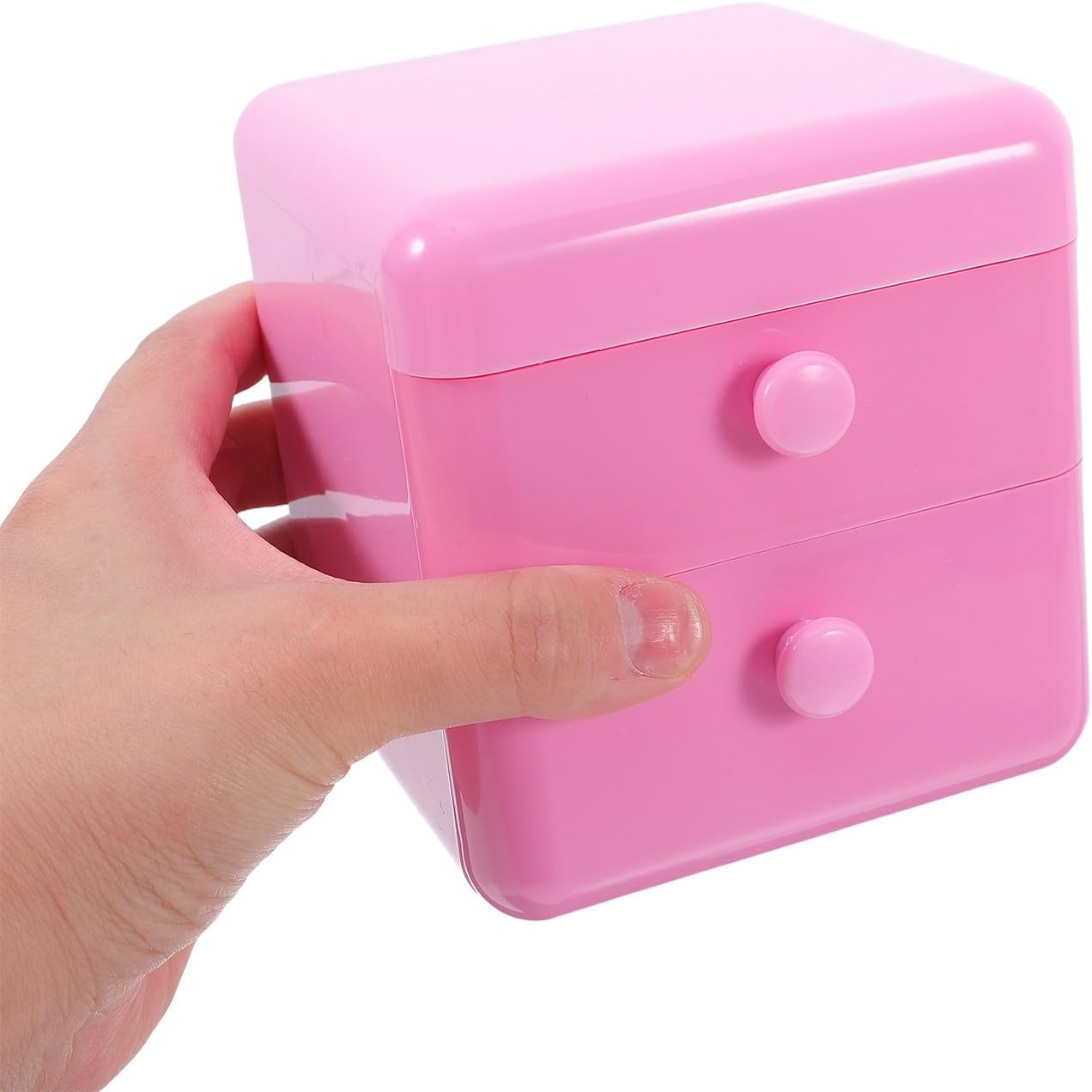 Pink Drawer Jewelry Box with Lid, Cute Earring Holder and Hair Accessory Organizer, Pull-out Storage Chest for Rings, Necklaces, and Trinkets on Vanity