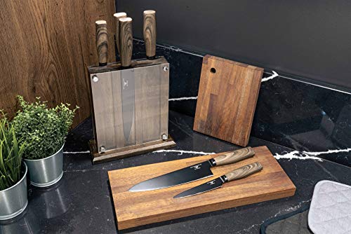 Rockingham Forge Forester Series 7" Santoku Knife - Stainless Steel Blade with Black Oxide Coating Ergonomic Wooden Handle Japanese Knife, RF-6183P - Image 2