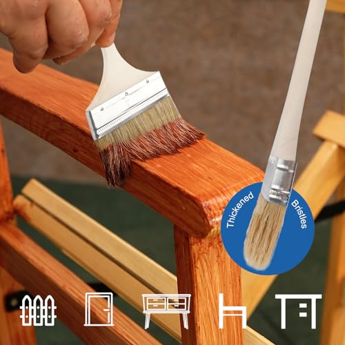 Malerpinsel, 4 Stück Lasurpinsel, Flachpinsel 100mm/125mm/150mm, Lackierpinsel mit Holzgriff, Flächenstreicher für Lacke Lasuren Öle Wand-Farben Naturborstenpinsel