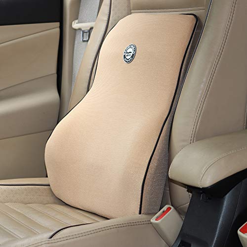 Image of Oshotto Air Fabric Lumbar Support for Office Chair | Back Pillow for Car | Memory Foam Orthopedic Cushion - Provides Low Back Support Compatible with Chevrolet Aveo (Beige)