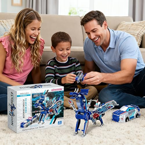 Lottmopi Collision Transforming Dinosaur Car Toy, 2-in-1 Magnetic Crash Convertible Robot Dino Toys for Kids Ages 3-12, Perfect Christmas Birthday Gift for Boys & Girls (Blue Dragon) by Lottmopi - Image 8
