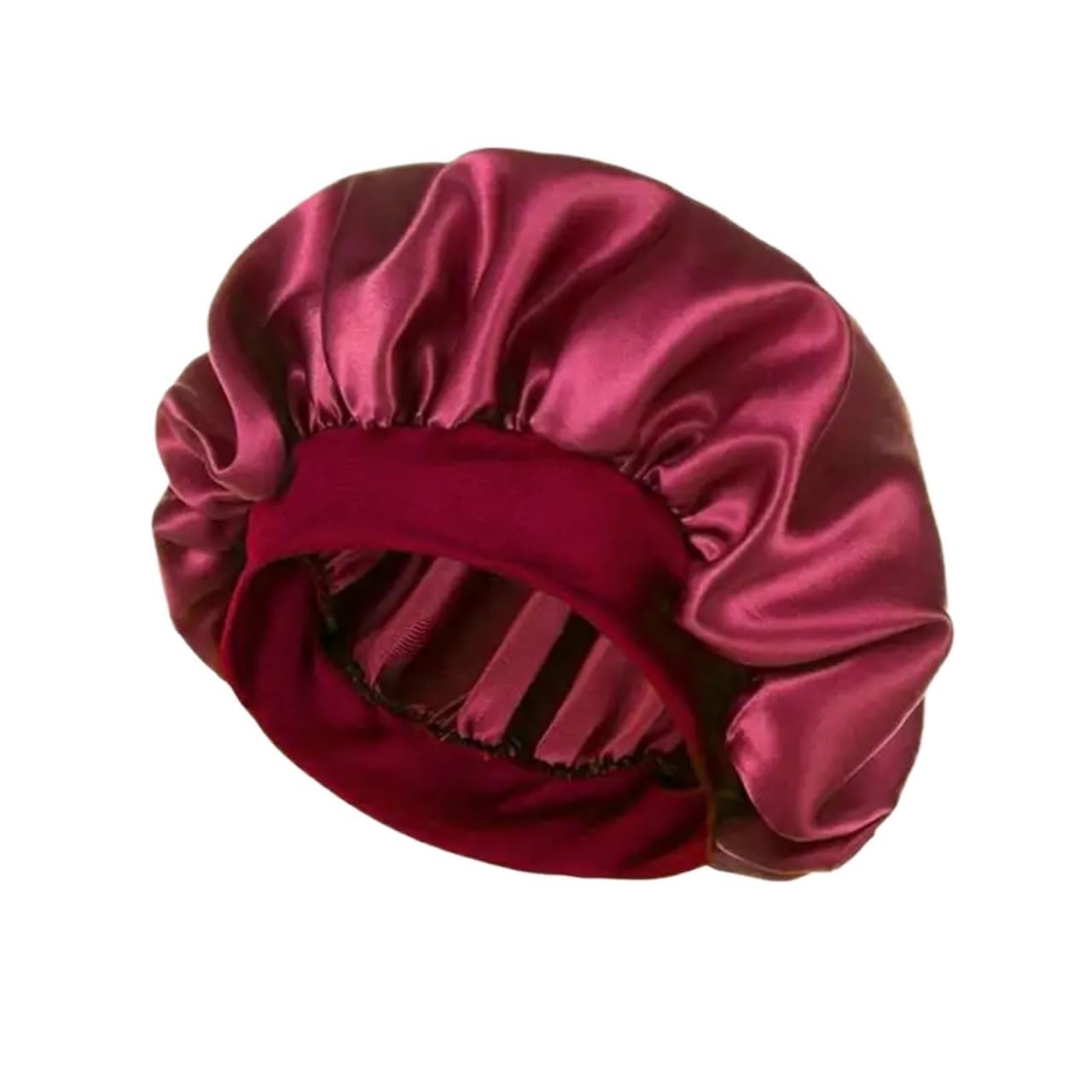 Gorro de dormir satén for mujer, ala ancha con banda elástica suave, gorro for el cuidado del cabello, seda antifrizz, belleza for Para Inicio(Wine red)