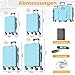 KESSER® Reisekoffer Set 4-teilig | Kofferset ABS Hartschalenkoffer mit Zahlenschloss, Kofferwaage & Reisebrieftasche 360° Rollen | Handgepäck & große Koffer für Business & Reise Trolley Sky Blue