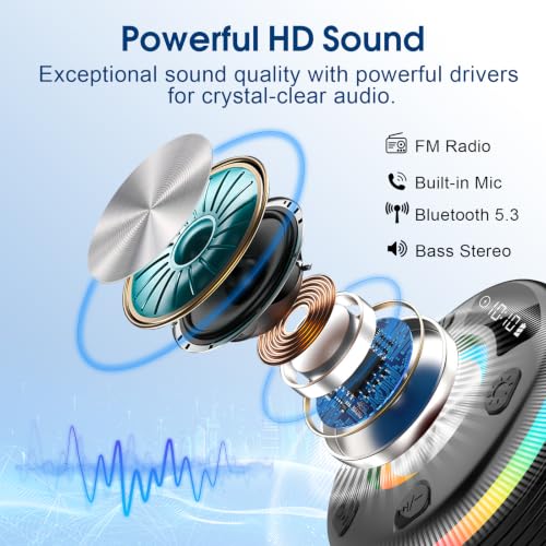 OYIB Bluetooth Shower Speaker, IPX7 Portable Speaker 360° HD Sound, Black - image 2