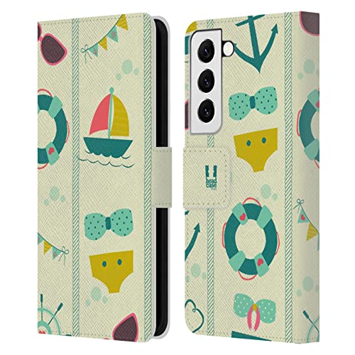 Étui Portefeuille Samsung S22 5G Anti Rayures et Chocs Motif Nautique en Cuir