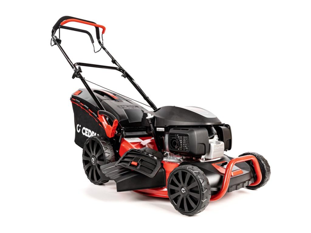 Hahn & Sohn Cortacésped de gasolina Cedrus AL, ancho de corte autopropulsado, carcasa de aluminio, función de mantillo, cesta de 65 L, motor fuerte, expulsión trasera, jardín, hasta 1800 m², arranque