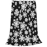 Weihnachts-Winter-Schneeflocken-Decke, weihnachtliche dekorative ultraweiche warme Überwurfdecke, leichte Ganzjahres-Fleecedecke, schwarze Flanelldecken für Sofa, Couch, Schlafzimmer, Bett, Stuhl