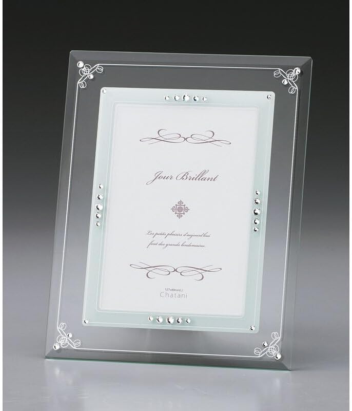 春の贈り物便り ガラスフォトフレーム 18.5&times;14.5&times;1.5cm 0.4kg ガラス、ラインストーン他