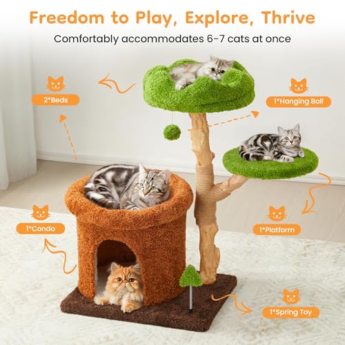 Torre para Gatos de Madera con Rascadores y Camita miniatura 6