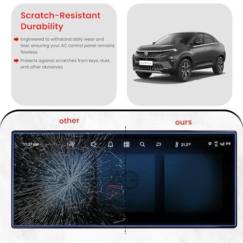 Image of Screen Guard For TATA CURVV 2024 |10.25 INCH INFOTAINMENT [Thin Bezel] + INSTRUMENT CLUSTER + STEERING + AC Protector | 9H Car Display Accessories 2025 [Not Tempered Glass]
