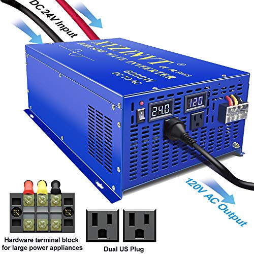 XYZ INVT 6000w Power Inverter Pure Sine Wave Inverter 24v dc to ac 110v 120v Peak 12000w Heavy Duty for Off Grid Solar Power System Home Emergency (6000w24v)
