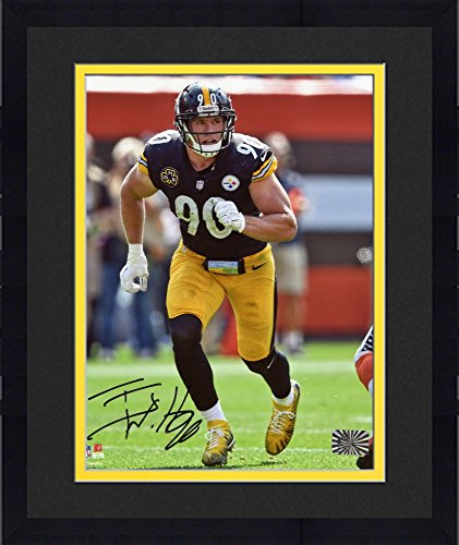 Framed T.J. Watt Pittsburgh Steelers Autographed 8" x 10" Pass Rush Photograph - Autographed NFL Photos