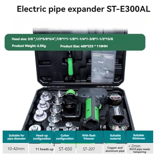Kit de herramientas expansoras hidráulicas eléctricas con cabezales reemplazables, batería y cortadores de tuberías para aire acondicionado, tuberías de cobre