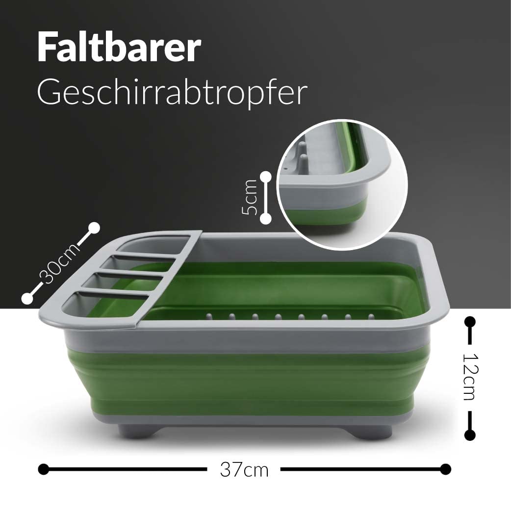 Faltbares Geschirrbecken 11 Liter – Mit Ablaufstopfen & Abtropfgitter, Für Camping, Garten & Wohnmobil