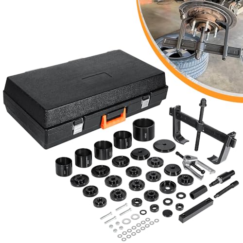 Image of 6575 Front & Rear Wheel Hub and Bearing Removal & Installation Tool Master Service Complete Kit with Puller Adapters Hardwares Carrying Case Application Guide (63 PCS)
