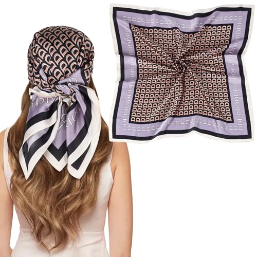 Relang Silk Satin Head Scarf 27.5x27.5 Purple