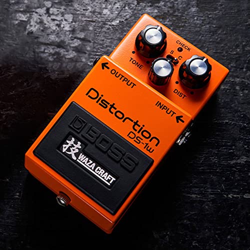 Image of Boss DS-1W Waza Distortion Effect Guitar Pedal Bundle with Gearlux Power Supply, Instrument Cable, Patch Cable, and Picks