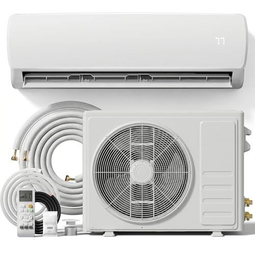 MEPTY 9000BTU Mini Split AC/Heating System, 19 SEER2 Energy Efficient Mini Split Air Conditioner with Heat Pump, 110V Cools Up to 450sq.ft, Ductless Inverter AC Unit with Pre-Charged Condenser