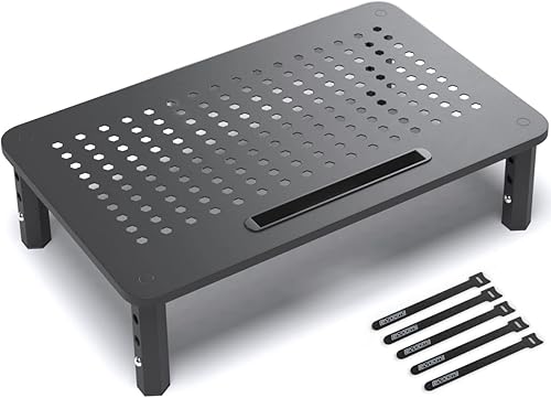 EVOOMI Elevador de soporte para monitor, actualizado para una productividad más rápida, antideslizante, acero hexagonal HD, bridas de cables