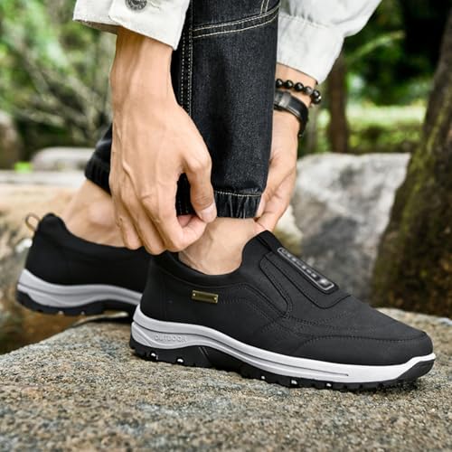 Gotosleeps Orthopedic Walking Shoes, Gotosleeps Shoes, Men's Comfortable Breathable Waterproof Hiking Shoes Slip-On Walking Shoes(Black,US 8.5)4