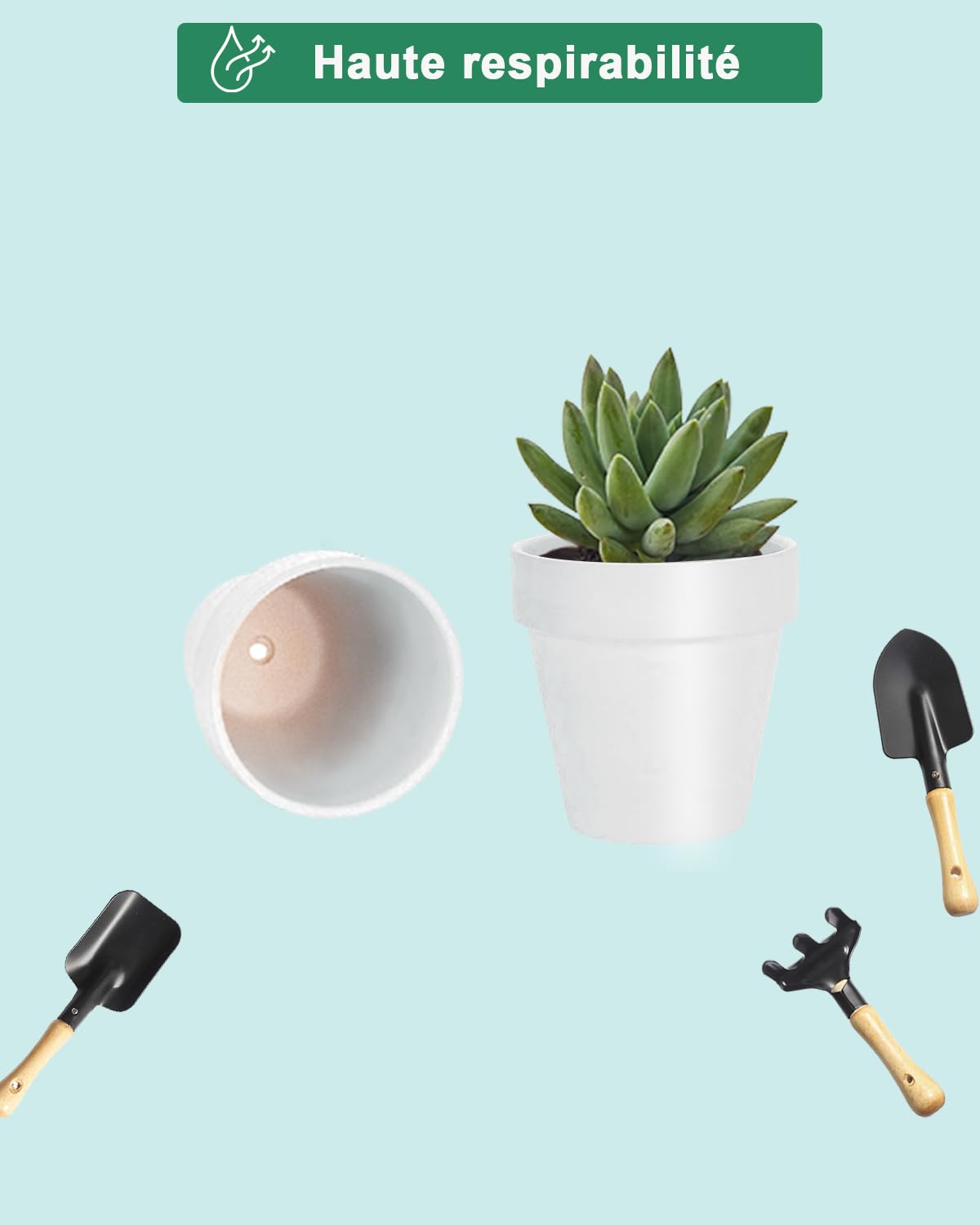 vensovo Lot de 6 Petits Pots de Fleurs en Terre Cuite avec Soucoupe pour Plantes d'intérieur et d'extérieur Blanc 10,16 cm