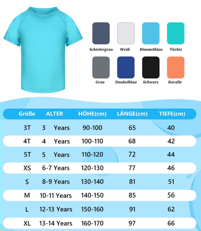 Camiseta de natación para niños con protección UV, camiseta de natación para niños, manga corta, protección antiarañazos, camiseta de secado rápido