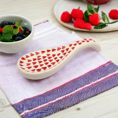 Image of Malaikah Ceramic Spoon Rest Heart Pack of 1 for Home, Kitchen, Dining, Kitchen Decor & Gifting