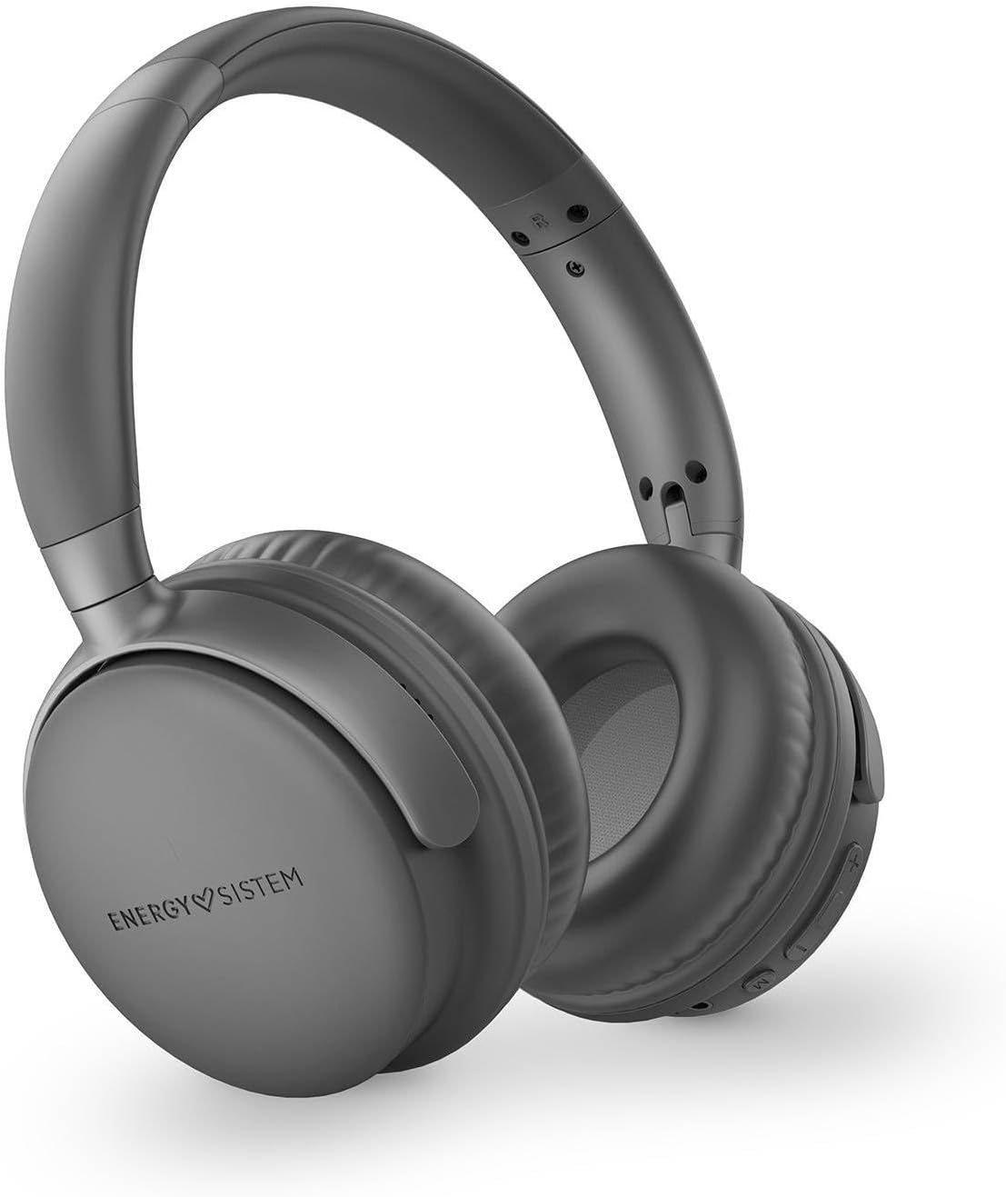 Energy Sistem Studio Plus – Auriculares Bluetooth (Radio FM, 45h de batería, Reproductor MP3 MicroSD, Deep Bass, Almohadillas de Cuero proteico y Espuma visco elástica) Gris