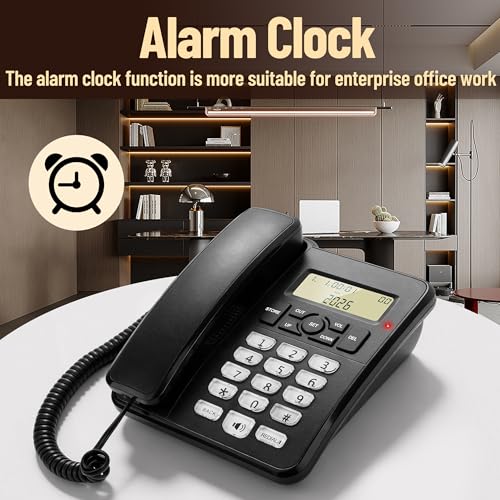 Téléphone fixe de bureau avec identification de l'appelant et écran LCD - 6