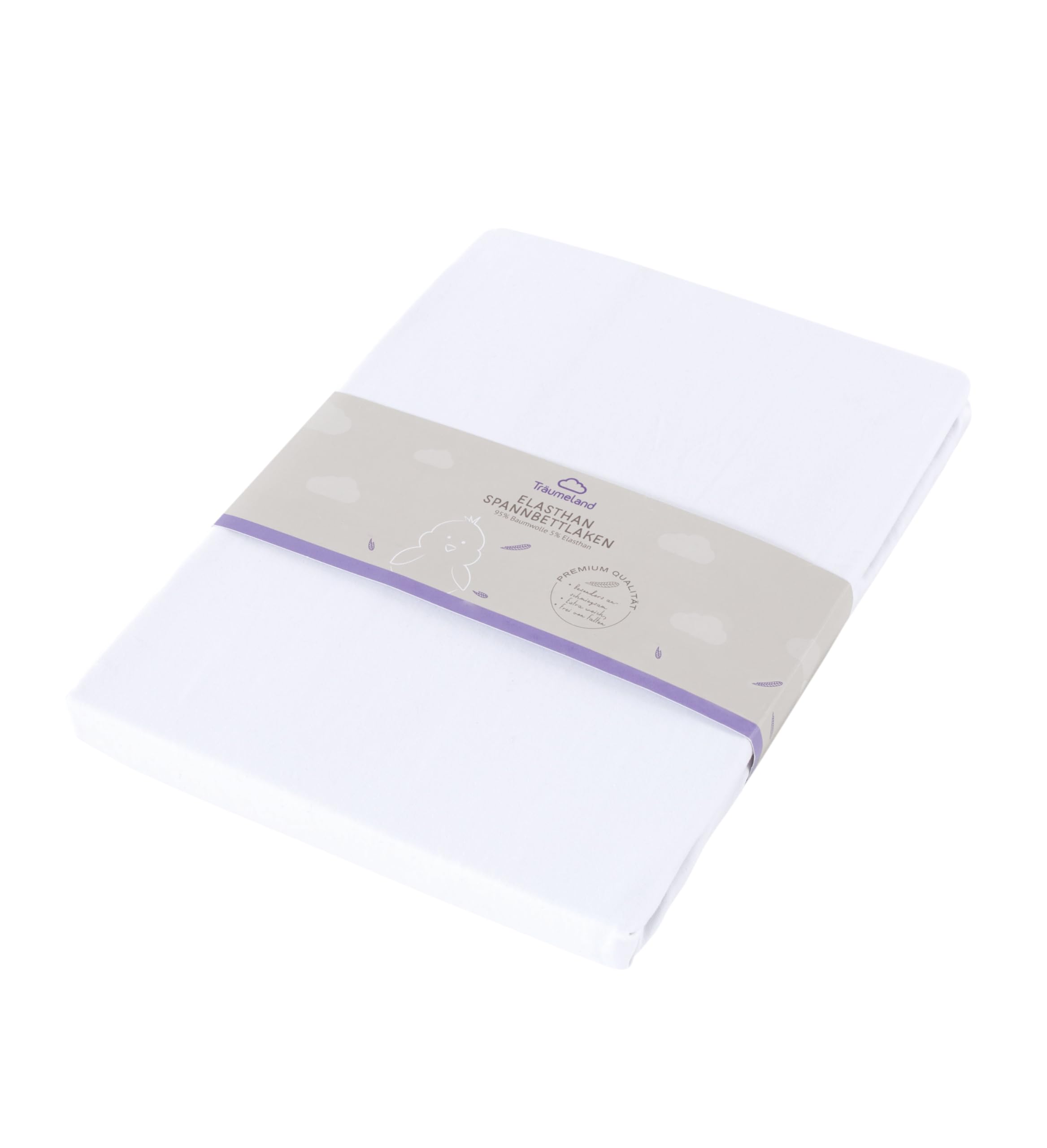 Träumeland Fitted Sheet Elastane White 90 x 200 cm Suitable for Of Wood