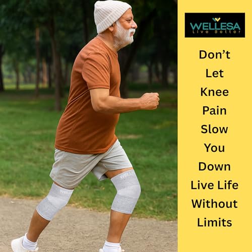 Image of WELLESA EasyFit Knee Cap, Orthopedic Knee Pain Relief, For Sports, Compression Support, Exercise, Running, Cycling, Knee Support For Men And Women, Bold Look: Size:Medium