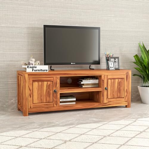 Eagle Furniture Solid Sheesham Wood Entertainment Tv Unit for Liv...