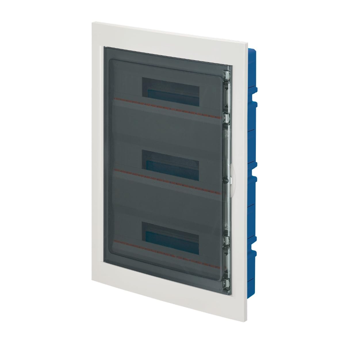 Centralino ad incasso, per cartongesso, 54 (3x18) moduli, bianco, IP40, sportello in policarbonato fume' - Elettrocanali EC63554B