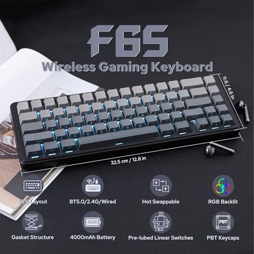 Image of EPOMAKER x Aula F65 65% Wireless Mechanical Keyboard, Hot Swappable Gasket Custom Gaming Keyboard with Five-Layer Padding, RGB Backlit, Bluetooth /2.4GHz /USB-C (Black, Reaper Switch)